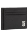 TB Money Clip Grainy Leather Card Wallet Black - BURBERRY - BALAAN 3