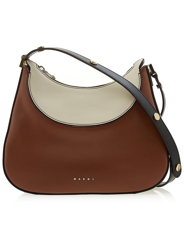 Two-Tone Milano Leather Small Shoulder Bag Brown - MARNI - BALAAN 3