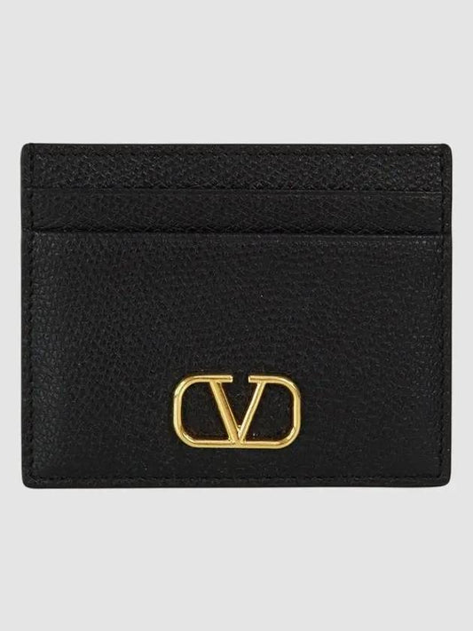 Signature V Logo Card Wallet Black - VALENTINO - BALAAN 2