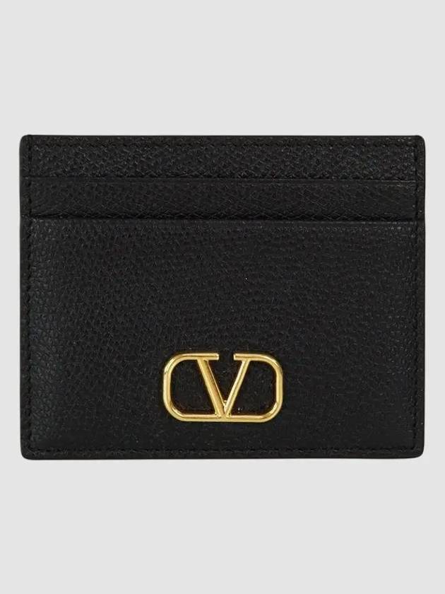 Signature V Logo Card Wallet Black - VALENTINO - BALAAN 3