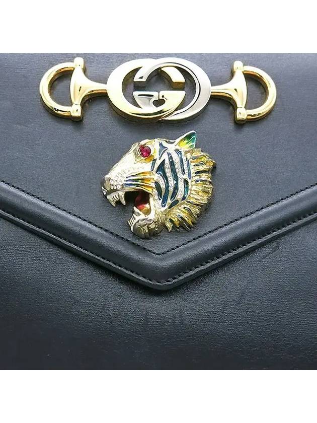 537241 Black Leather Raja Tigerhead Detail Chain Medium Shoulder Bag - GUCCI - BALAAN 4