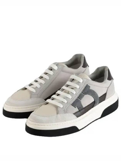 Gancini Outline Low-Top Sneakers Grey - SALVATORE FERRAGAMO - BALAAN 2