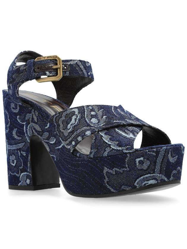 Etro Platform Sandals, Women's, Navy Blue - ETRO - BALAAN 4