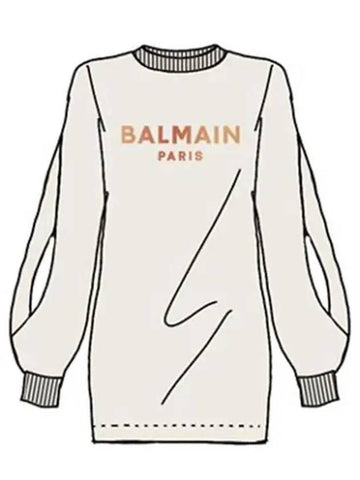 Kids Gold Logo Jersey Dress White - BALMAIN - BALAAN 1