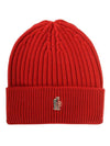 Logo Patch Beanie Red - MONCLER - BALAAN 1