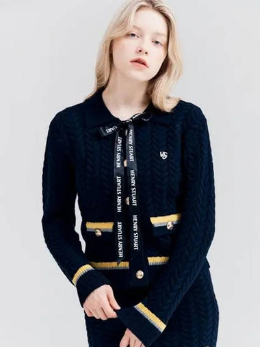 Golf Women s Herringbone Formal Cardigan Navy - HENRY STUART - BALAAN 1