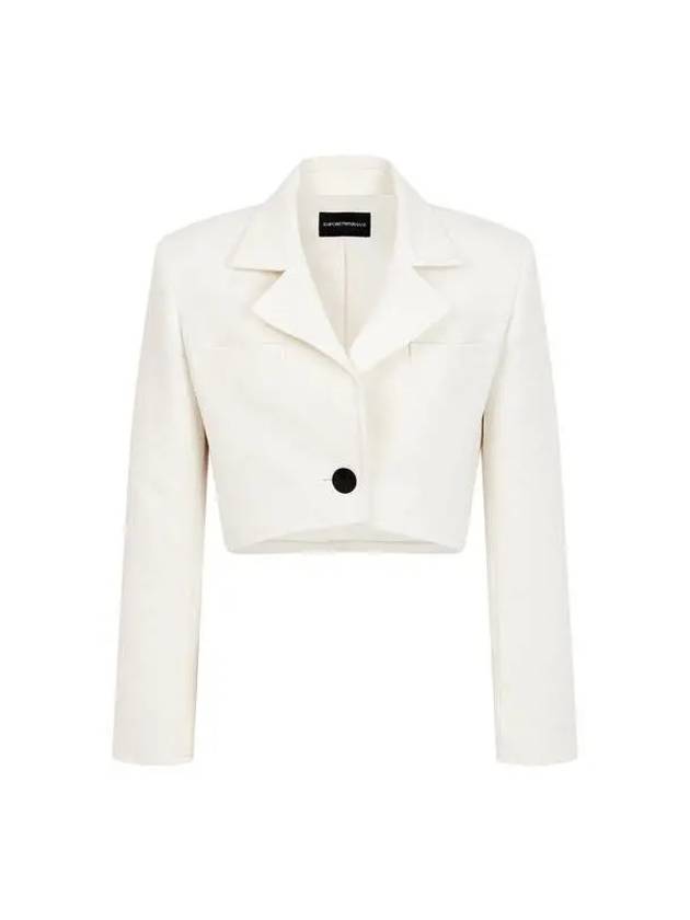 Women s Cropped Rib Tissue Single Jacket Ivory - EMPORIO ARMANI - BALAAN 1