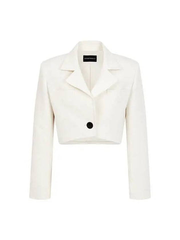 Women s Cropped Rib Tissue Single Jacket Ivory - EMPORIO ARMANI - BALAAN 1