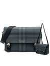 Checked Leather Large Messenger Bag Charcoal - BURBERRY - BALAAN 2