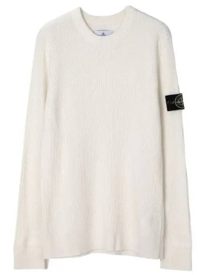 Crewneck Full Rib Wool Knit Top White - STONE ISLAND - BALAAN 2