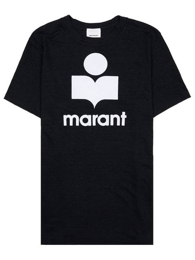 Karman Logo Print Linen Short Sleeve T-Shirt Black - ISABEL MARANT - BALAAN 2