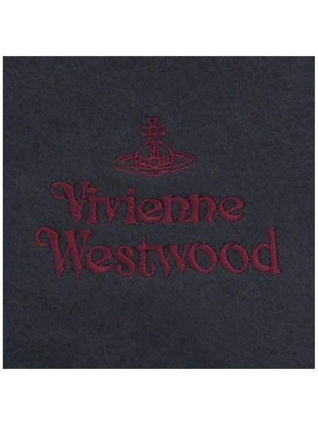 Embroidered Logo Wool Muffler Dark Gray 81030007 P408 - VIVIENNE WESTWOOD - BALAAN 4