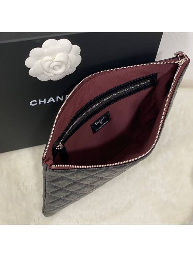 Large Classic Pouch Grained Calfskin Gold Black - CHANEL - BALAAN 4