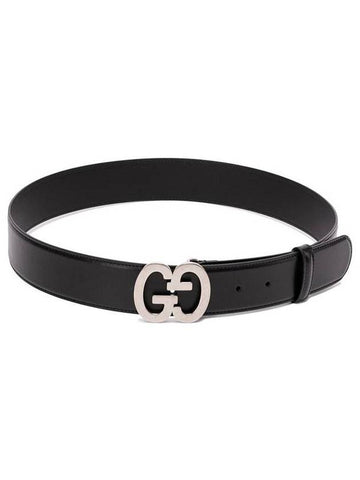 GG Buckle Wide Leather Belt Black - GUCCI - BALAAN 1