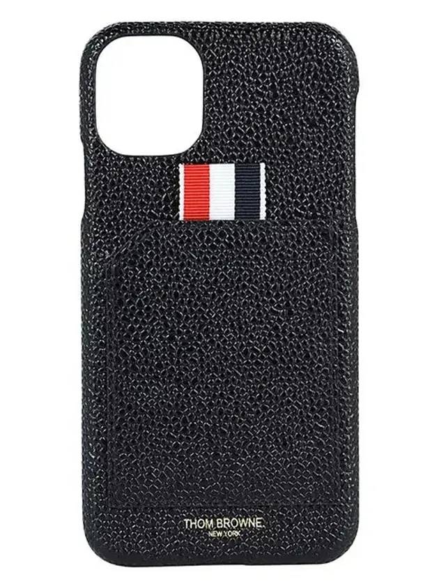 Pebbled Calfskin Iphone 11 Phone Case Black - THOM BROWNE - BALAAN 1