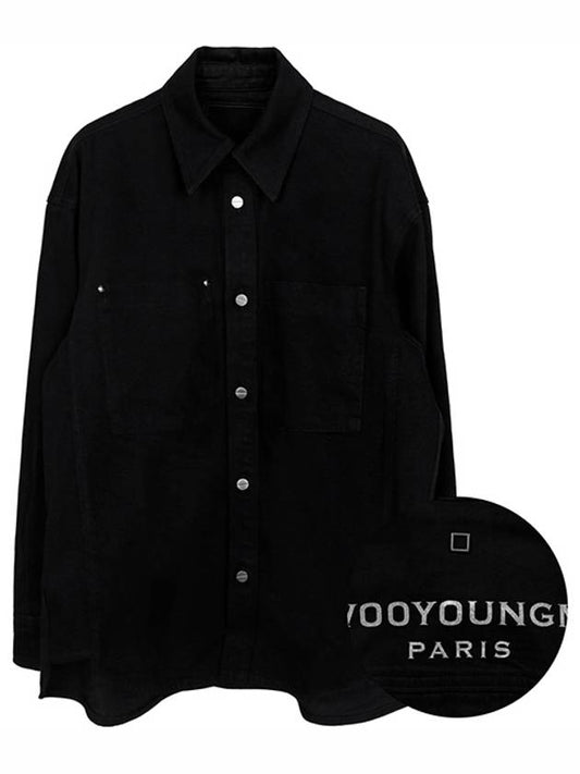 24SS Black Back Logo Denim Shirt W241SH17 863B - WOOYOUNGMI - BALAAN 1