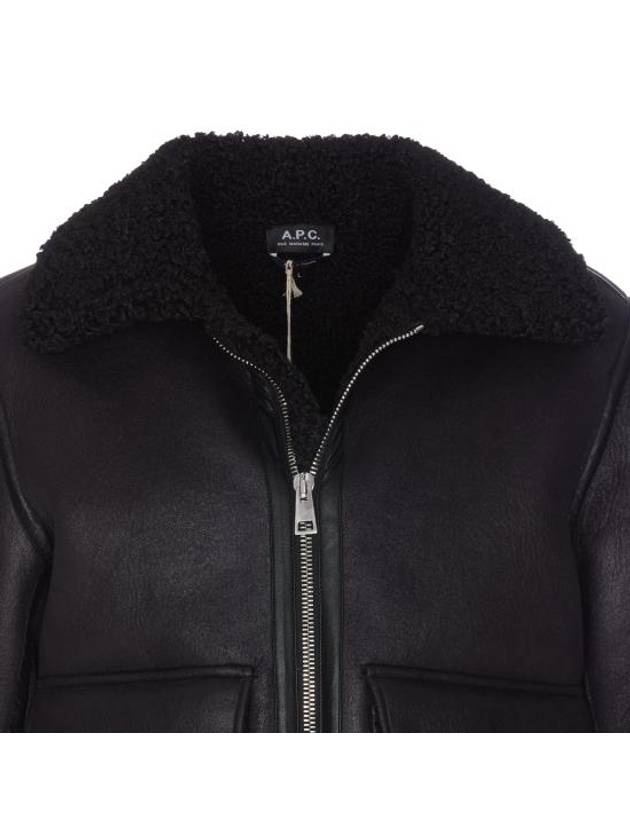 Tommy Shearing Trimming Leather Jacket Black - A.P.C. - BALAAN 5