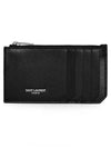 Lizard Pattern Embossed Fragment Zipper Card Wallet Black - SAINT LAURENT - BALAAN 2