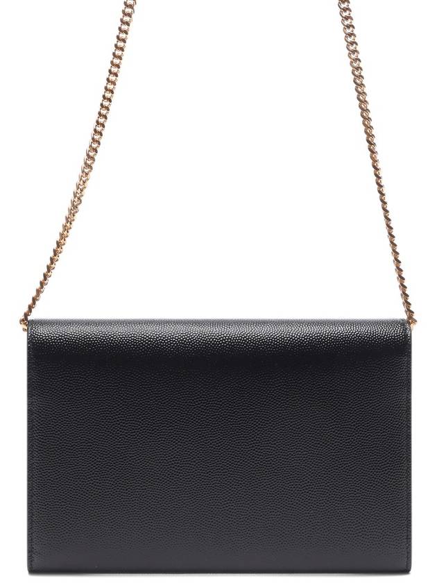 Monogram Uptown Chain Embossed Leather Long Wallet Black - SAINT LAURENT - BALAAN 5