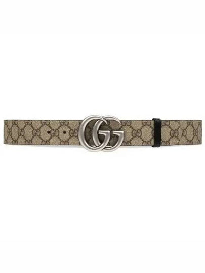 GG Marmont Silver Reversible Thin Belt Beige - GUCCI - BALAAN 2