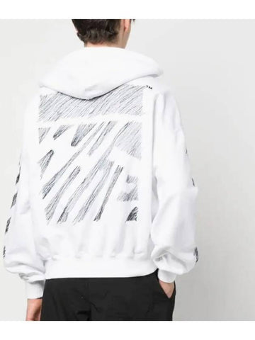 S S Scribble embroidery Diag boxy hoodie white OMBB110S23FLE005 - OFF WHITE - BALAAN 1