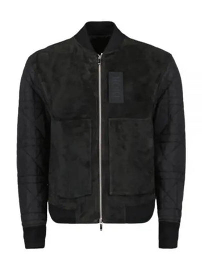 Men's Zipper Varsity Calfskin Bomber Jacket Black - DIOR - BALAAN 2