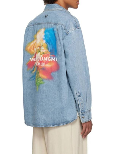 Men's Swaying Flower Denim Long Sleeve Shirt Blue - WOOYOUNGMI - BALAAN 2