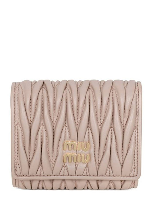 Matelasse Logo Nappa Leather Half Wallet Powder Pink - MIU MIU - BALAAN 2