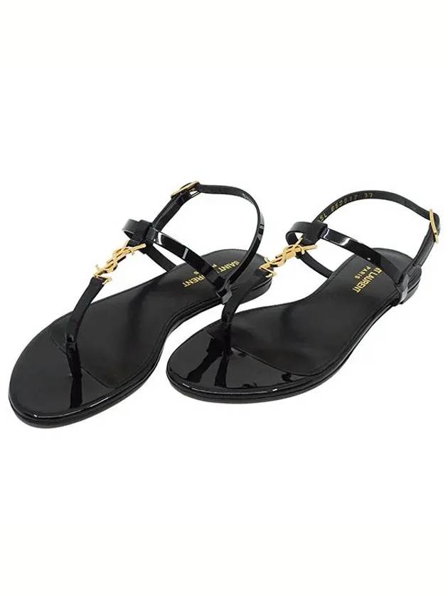 Women's Monogram Cassandra Sandals Black - SAINT LAURENT - BALAAN 3