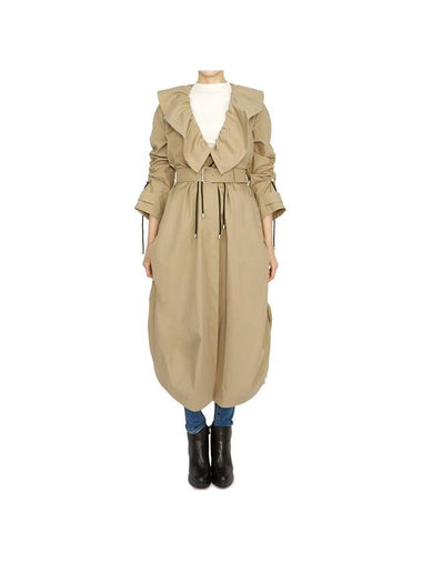 Trench Coat with Ruffles Beige Cotton Gabardine - DIOR - BALAAN 1