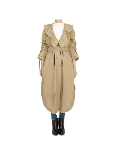 Trench Coat with Ruffles Beige Cotton Gabardine - DIOR - BALAAN 2