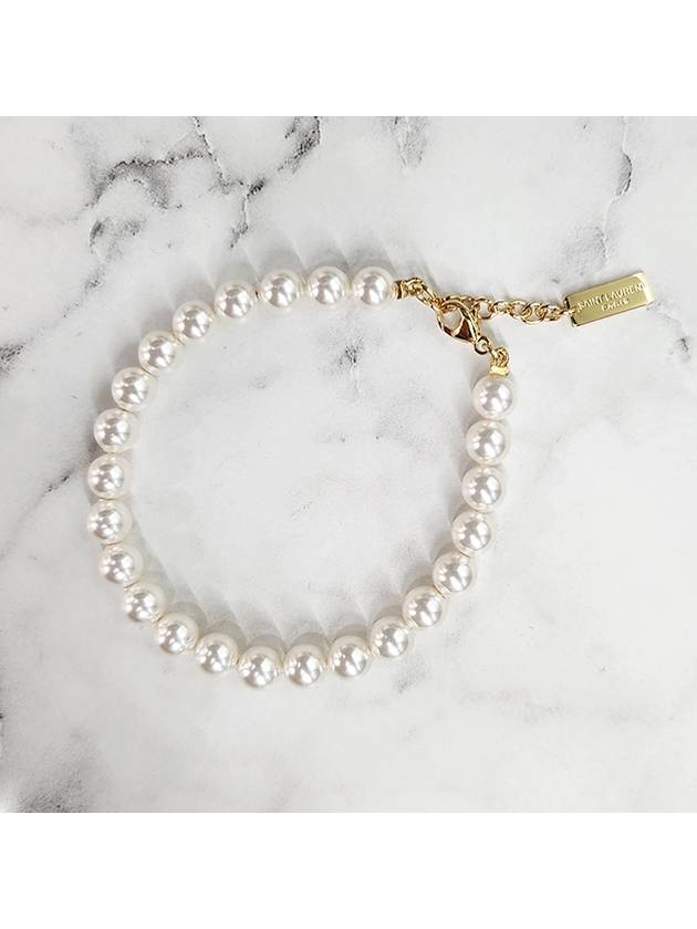 Pearl Metal Bracelet Cream Gold - SAINT LAURENT - BALAAN 3