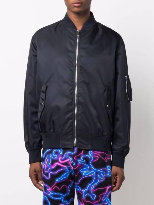 Men's Neon Back Logo Bomber Jacket Navy - VALENTINO - BALAAN 5