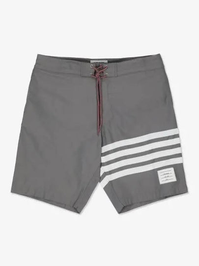 Men's Diagonal Drawstring Waist Board Swim Shorts Mid Grey - THOM BROWNE - BALAAN 2