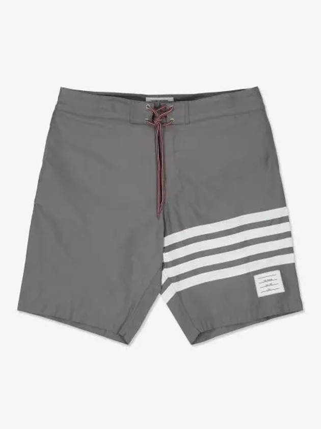 Men's Diagonal Drawstring Waist Board Swim Shorts Mid Grey - THOM BROWNE - BALAAN 2