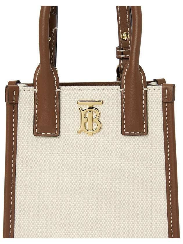 Frances Canvas Leather Mini Tote Bag Ecru Tan - BURBERRY - BALAAN 9