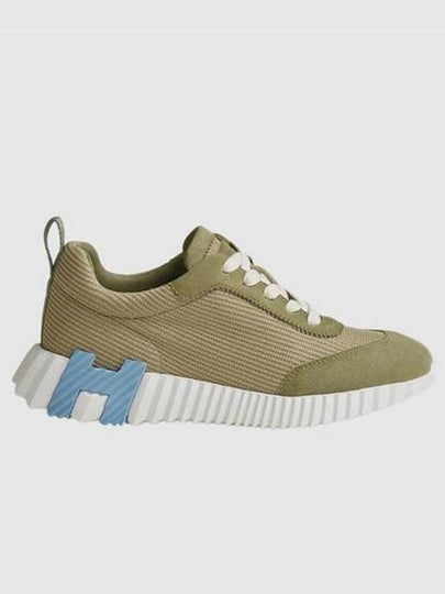 Bouncing Mesh Suede Goatskin Low Top Sneakers Vert Celadon - HERMES - BALAAN 2