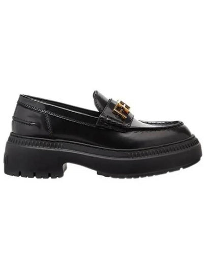 Graphy Logo Leather Loafers Black - FENDI - BALAAN 2