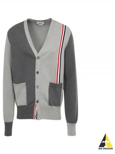 Fun Mix V-neck Cotton Cardigan Grey - THOM BROWNE - BALAAN 2