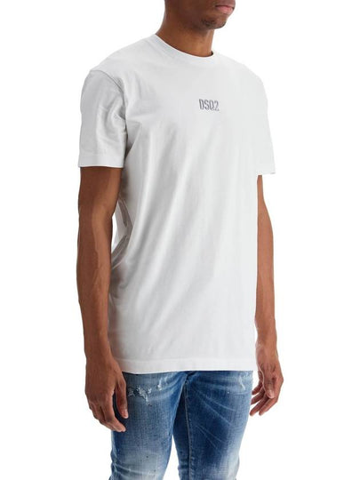 white cotton t-shirt with embroidered logo - DSQUARED2 - BALAAN 2