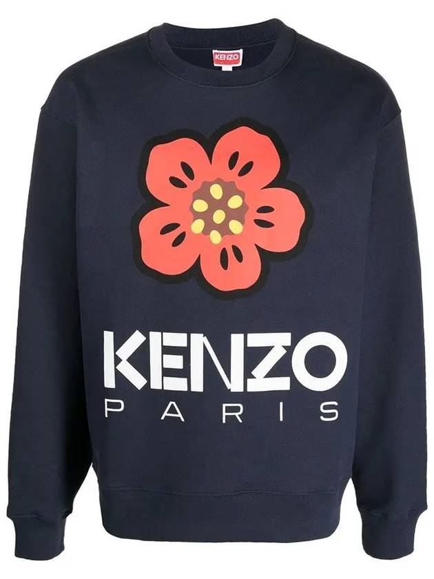 Men's Boke Flower Print Sweatshirt Blue - KENZO - BALAAN 3