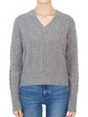 V-Neck Twisted Knit Top Grey - MAX MARA - BALAAN 4