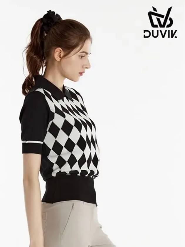 Argyle Pattern Collar Knit Sweater DE2WSW223BK - DUVIK - BALAAN 5