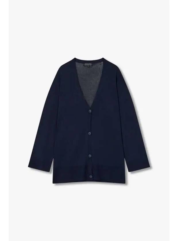 Women s Mesh Panel V neck Cardigan Navy - ARMANI EXCHANGE - BALAAN 1