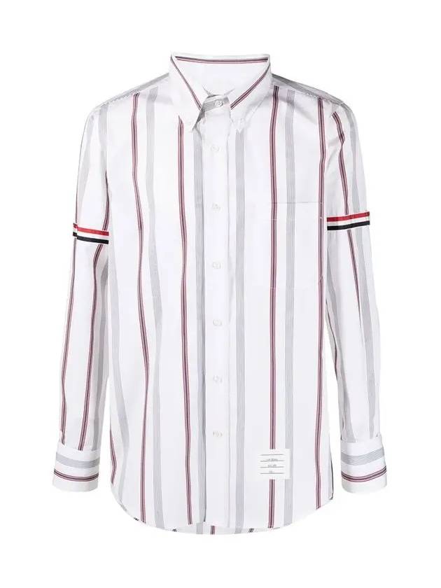 Armband striped poplin long sleeved shirt - THOM BROWNE - BALAAN 3