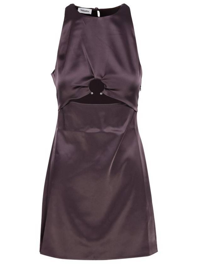 Elmi Cutout Slip Satin Mini Short Dress Coffee Bean - NANUSHKA - BALAAN 1