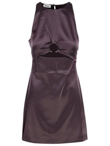 Elmi cut out slip satin mini short dress Coffee Bean - NANUSHKA - BALAAN 1