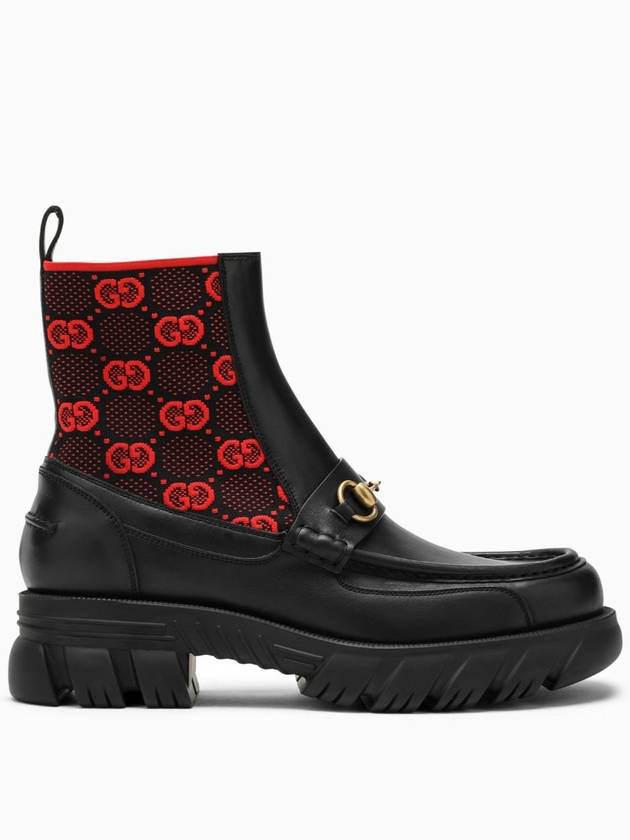 GG Logo Leather Jersey Chelsea Boots Black - GUCCI - BALAAN.