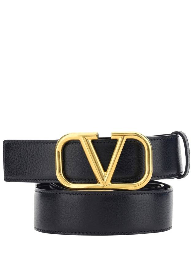 V Logo Leather Belt Black - VALENTINO - BALAAN 3