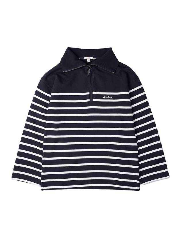 Stripe Half Zip-Up Sweatshirt Navy - BARBOUR - BALAAN 11